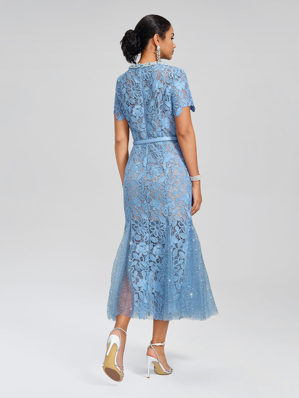 Cutout Floral Lace Mermaid Gown (Slip Dress & Belt Included)