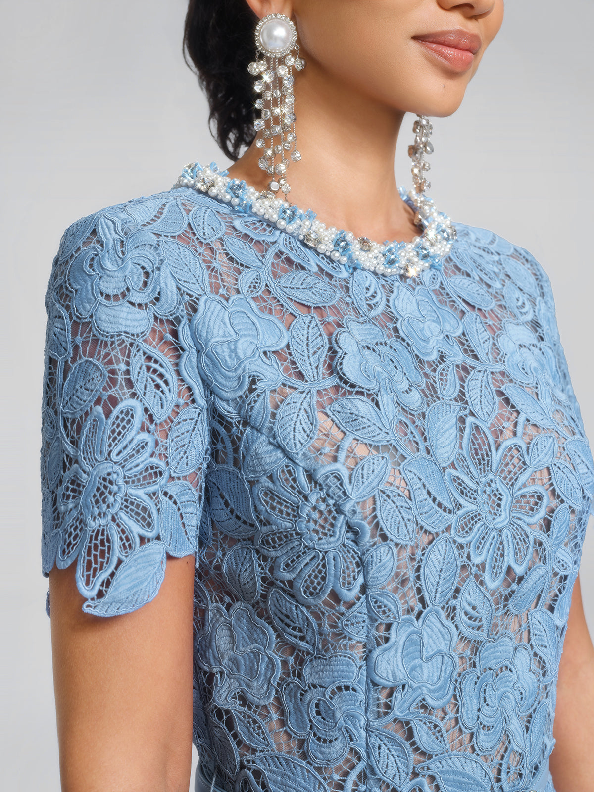 Cutout Floral Lace Mermaid Gown (Slip Dress & Belt Included)