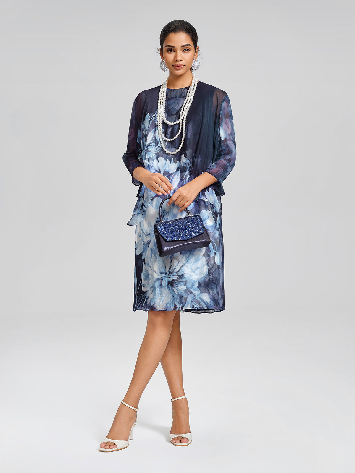Double-Layer Artistic Print Sleeveless Dress