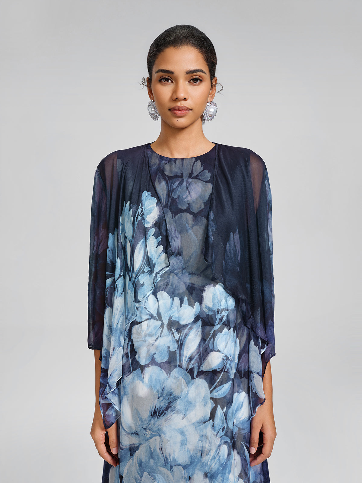 Double-Layer Artistic Print Sleeveless Dress