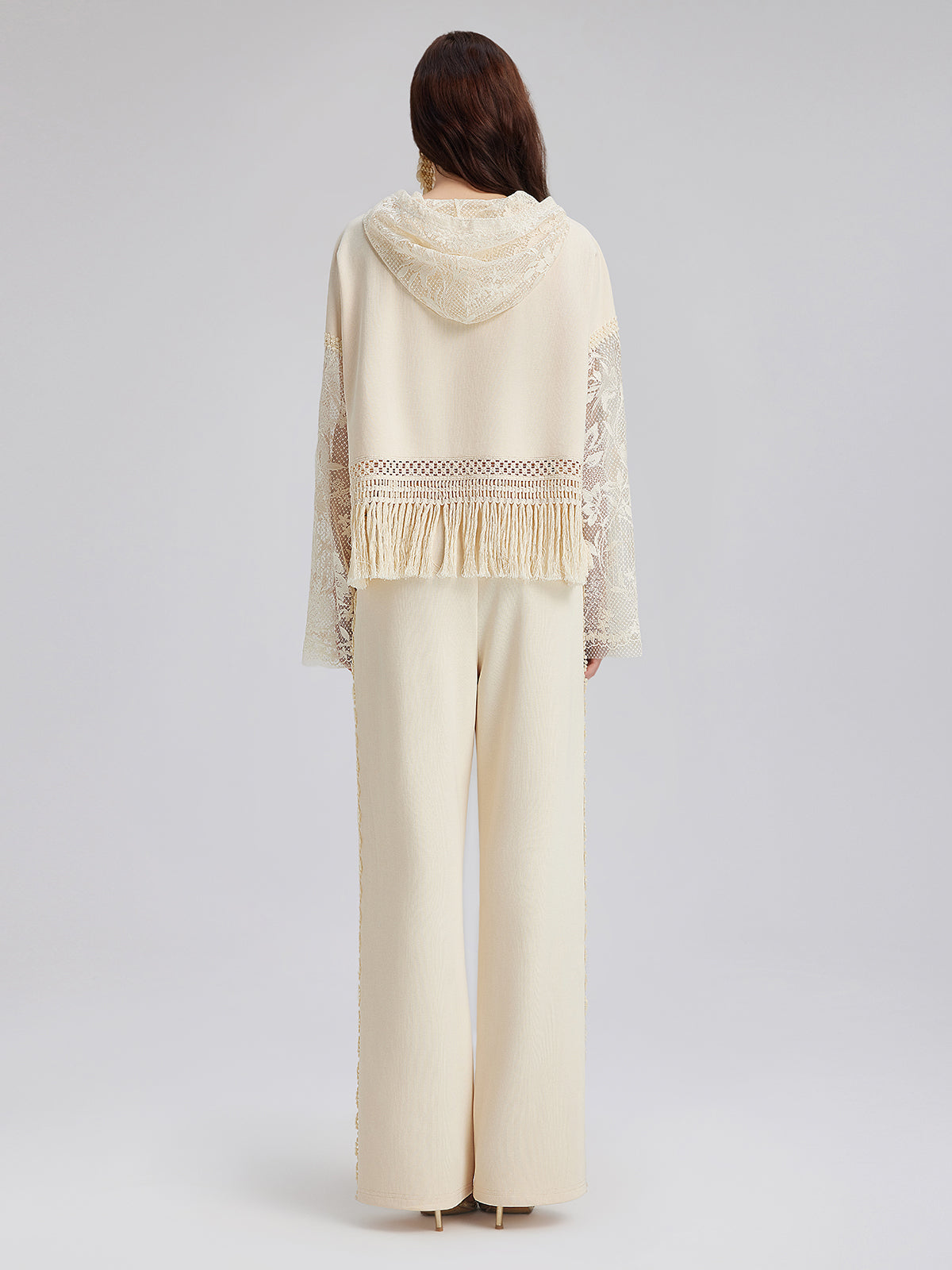 Cotton-Linen Lace Straight Kint Pants