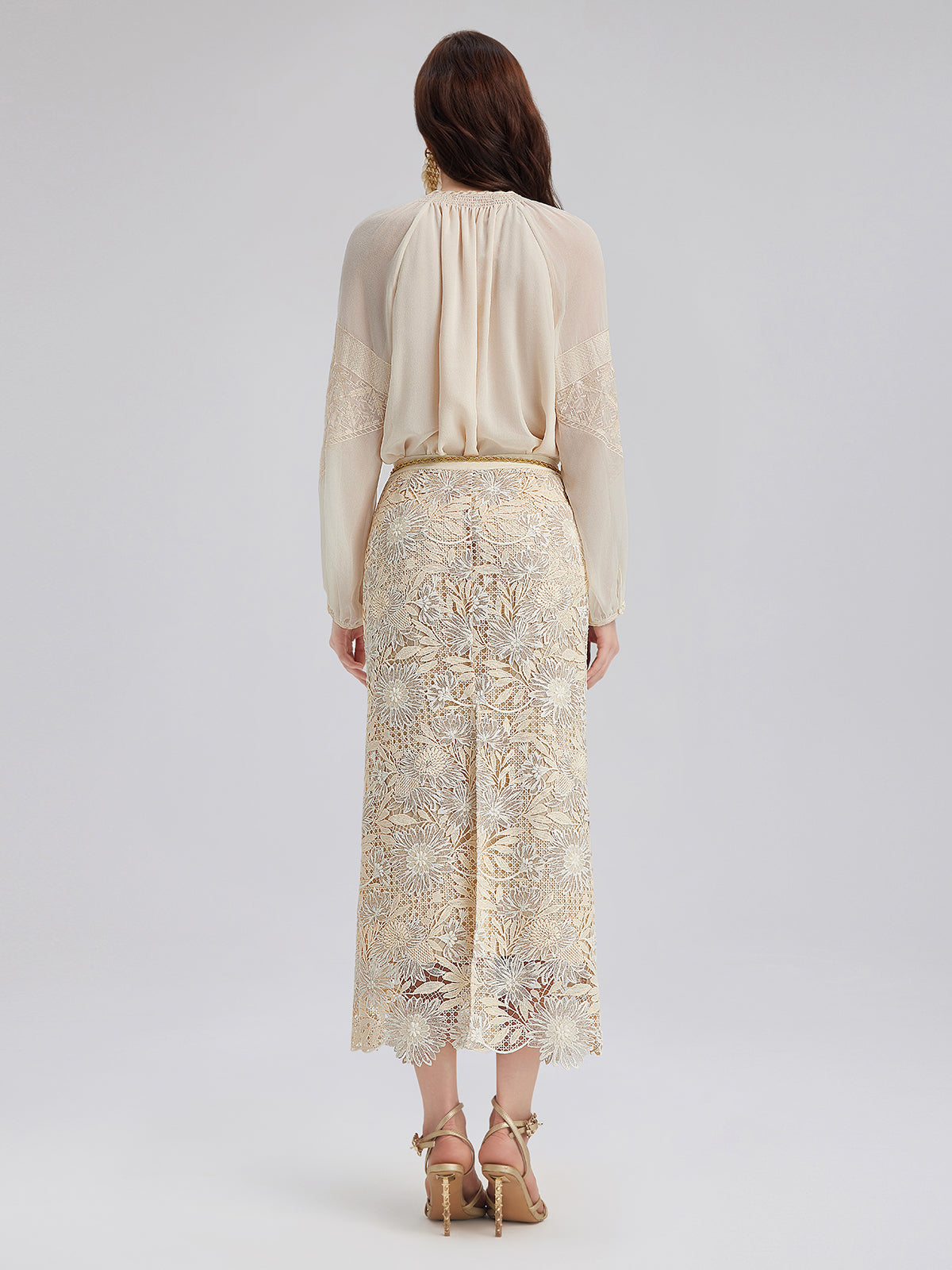 Silk Pleated Embroidered Shirt