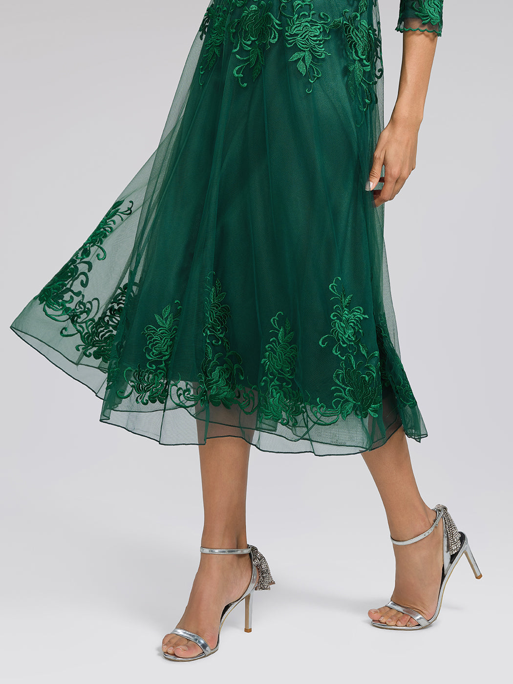 Floral Leaf Vine Embroidery Tulle Dress