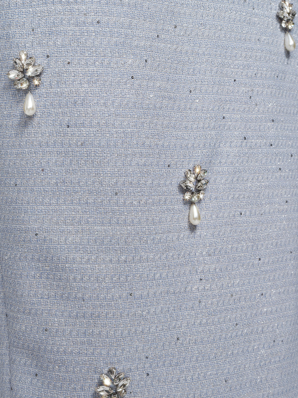 Textured Tweed Beaded Straight Skirt