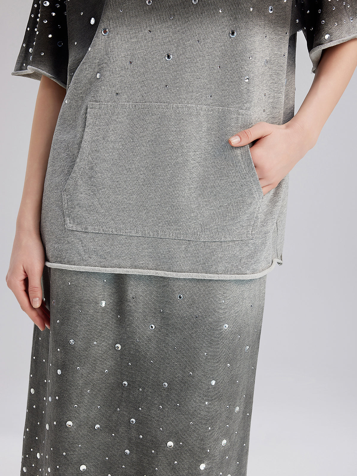Gradient-Coated Rhinestone Knit Tee