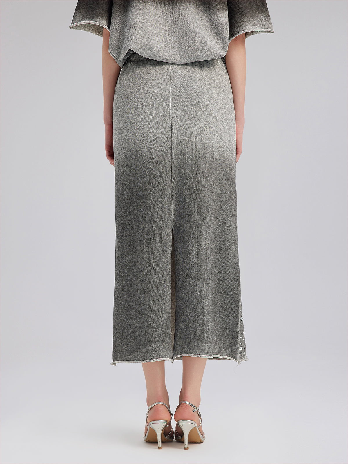 Gradient Coated Rhinestone Knit Skirt