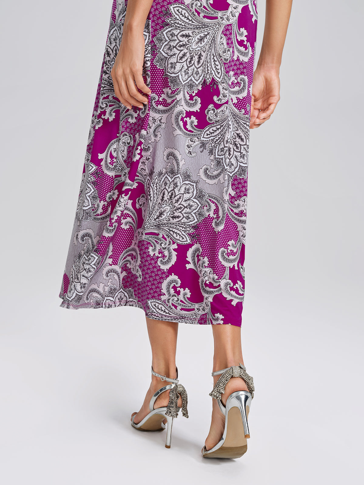 Paisley Print Twist Waist V-Neck Dress