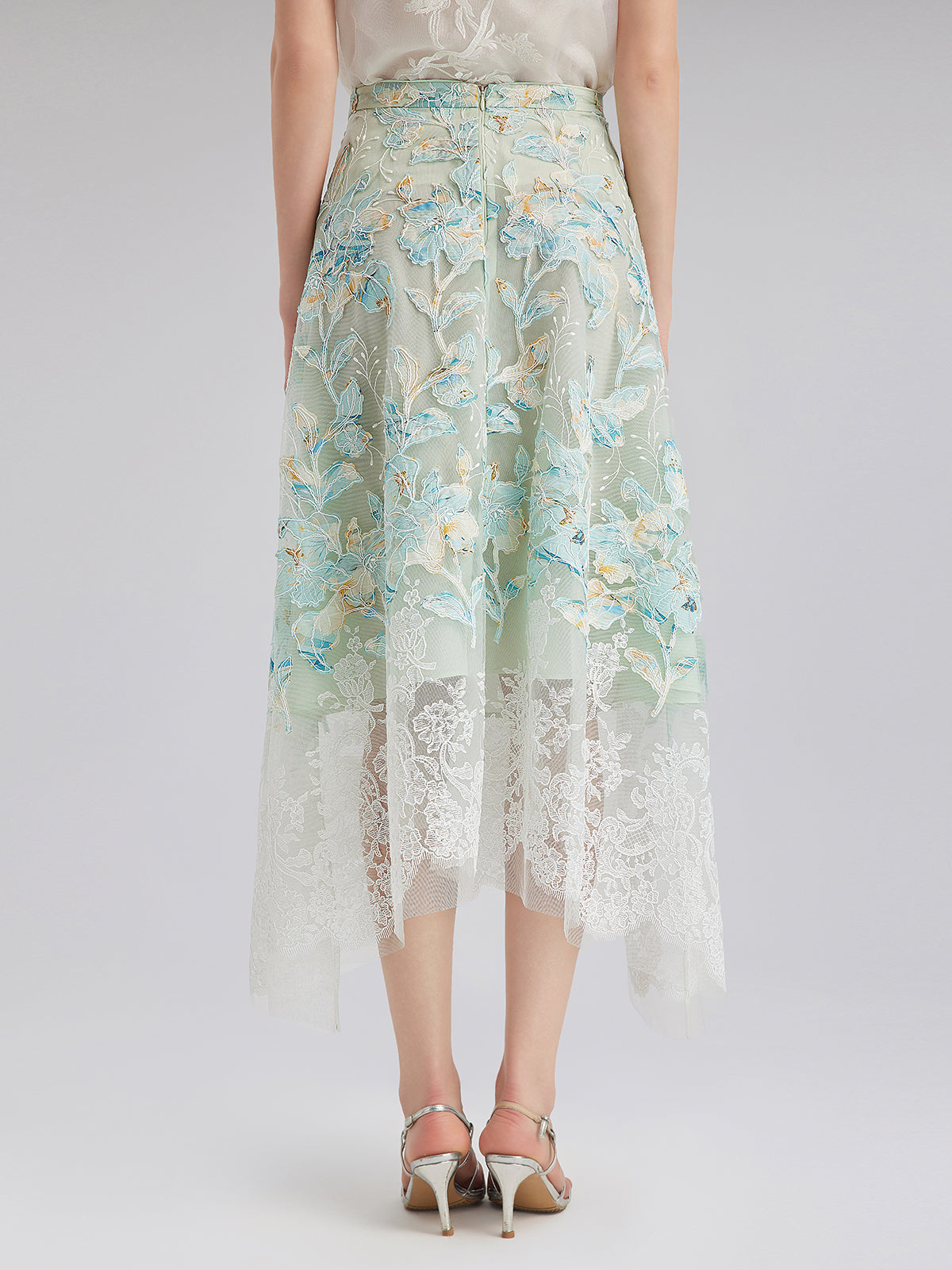 Lace Cut-Out A-Line Skirt