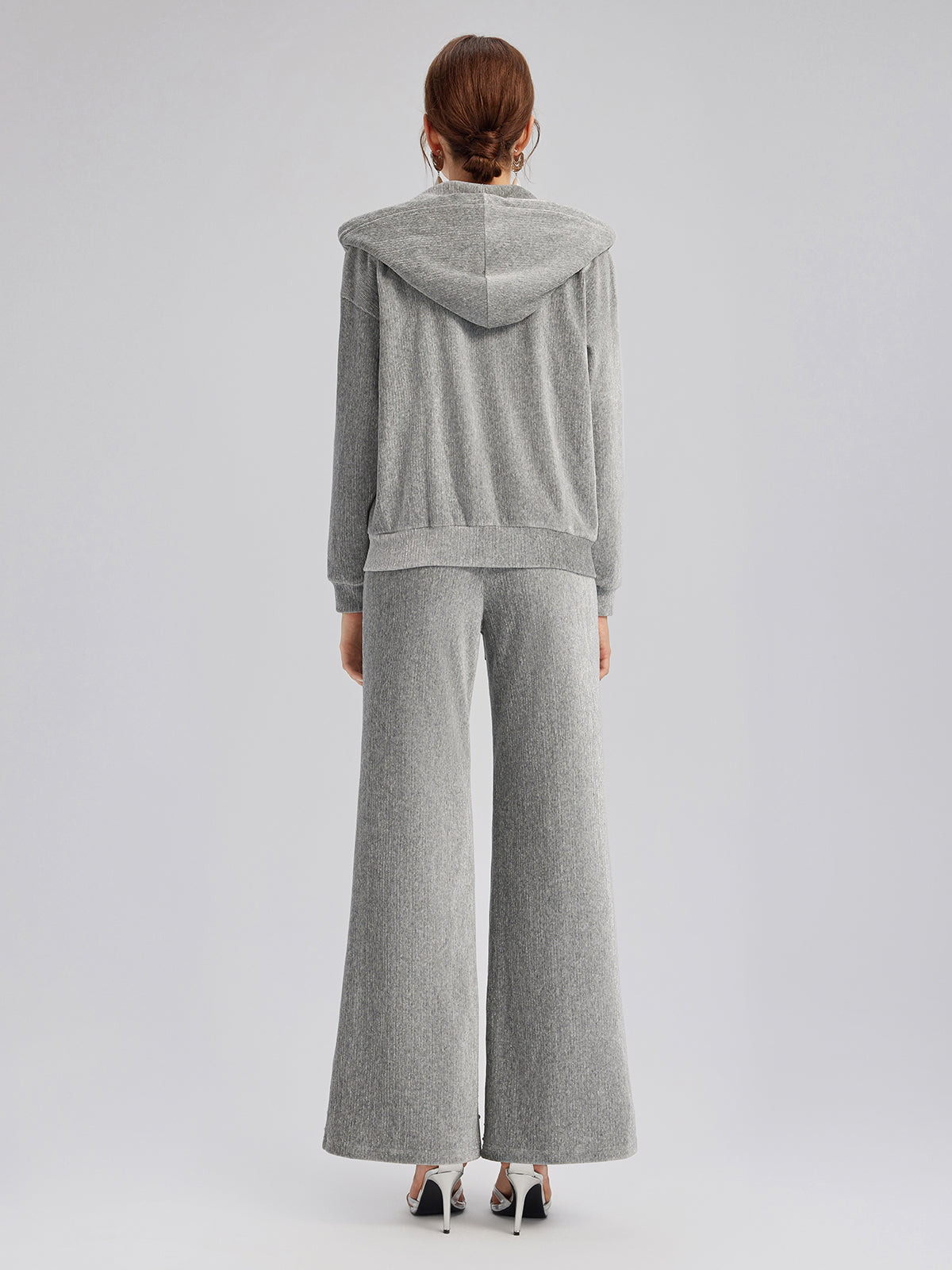 Chenille Ribbed Beaded Straight-Leg Pants