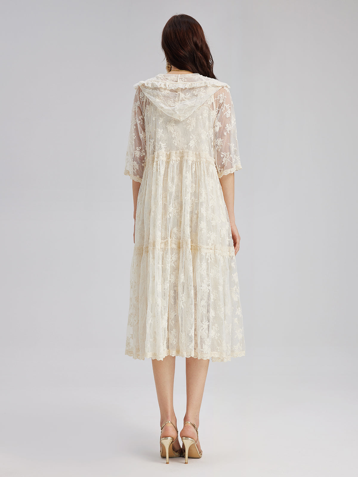 Hooded Lace Embroidered Set