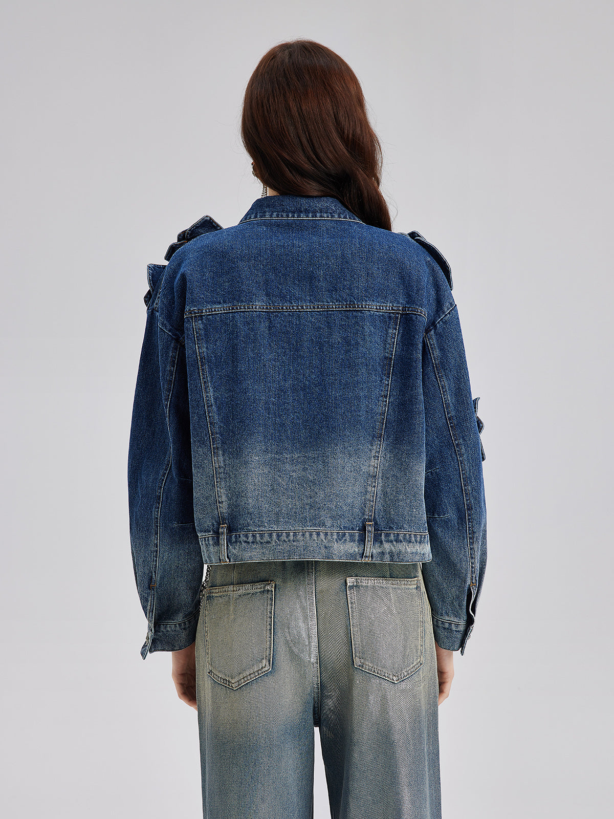 Handcrafted Floral Gradient Denim Jacket