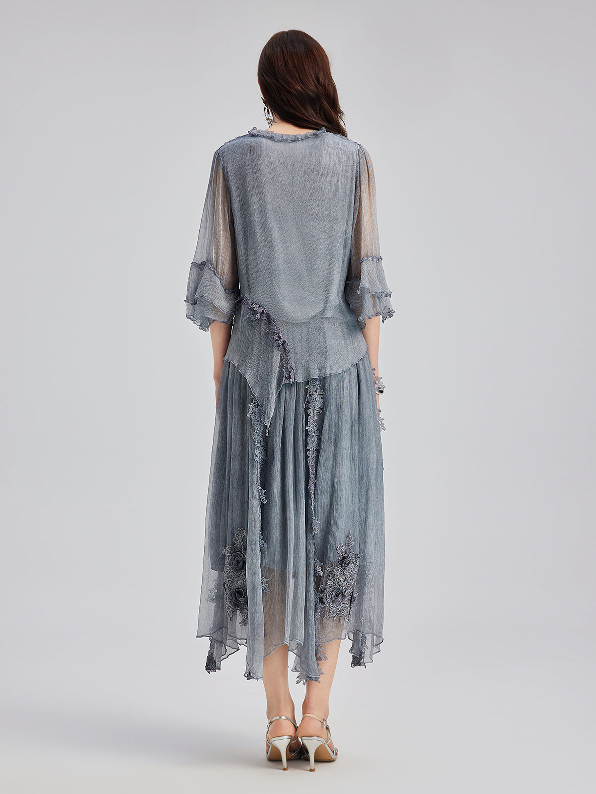 Elegant 3D Lace Dyed Silk Skirt