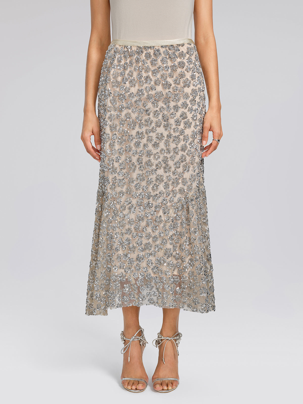 Hand-Embellished Sequin & Beaded Mermaid Skirt