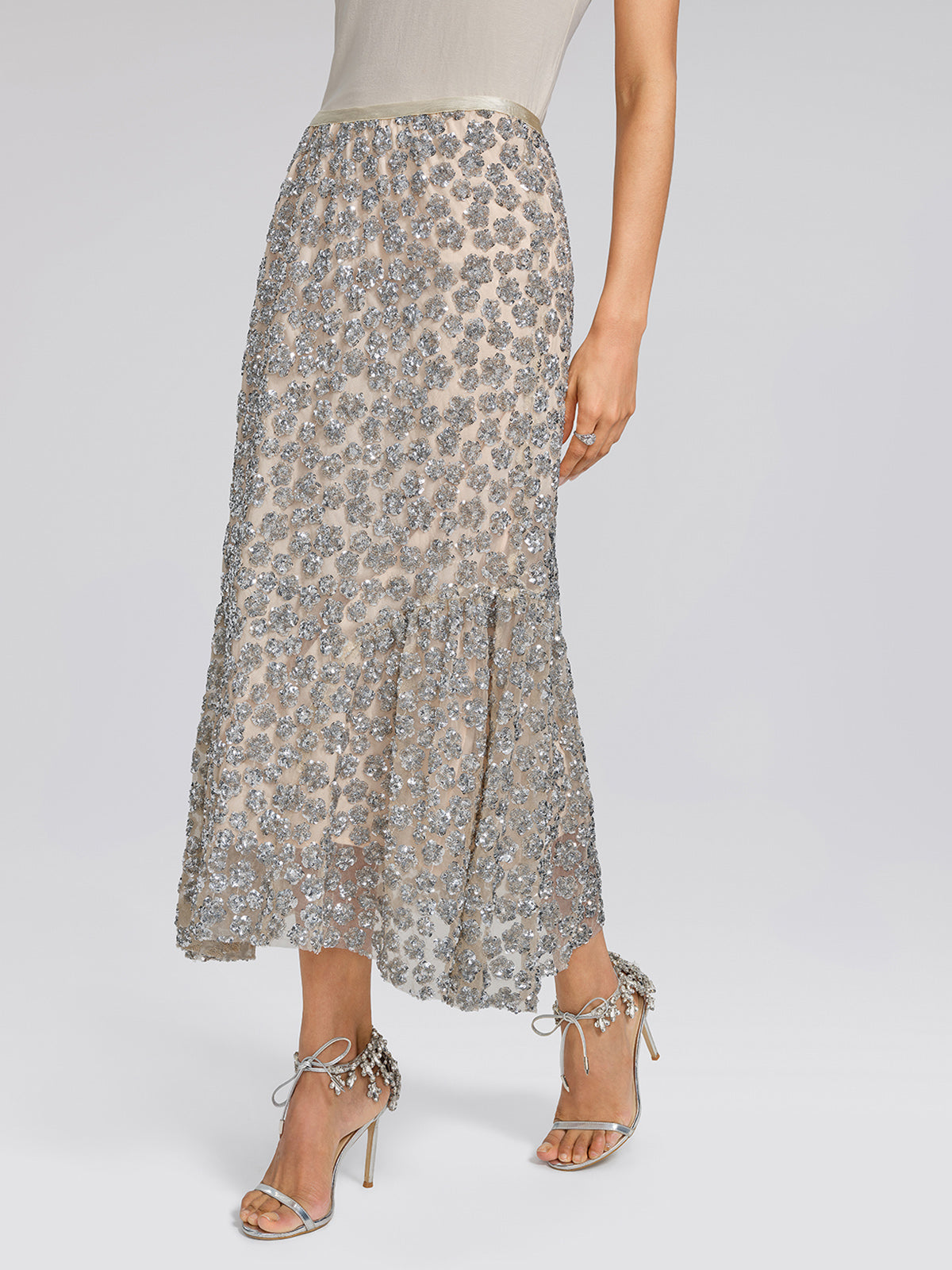 Hand-Embellished Sequin & Beaded Mermaid Skirt