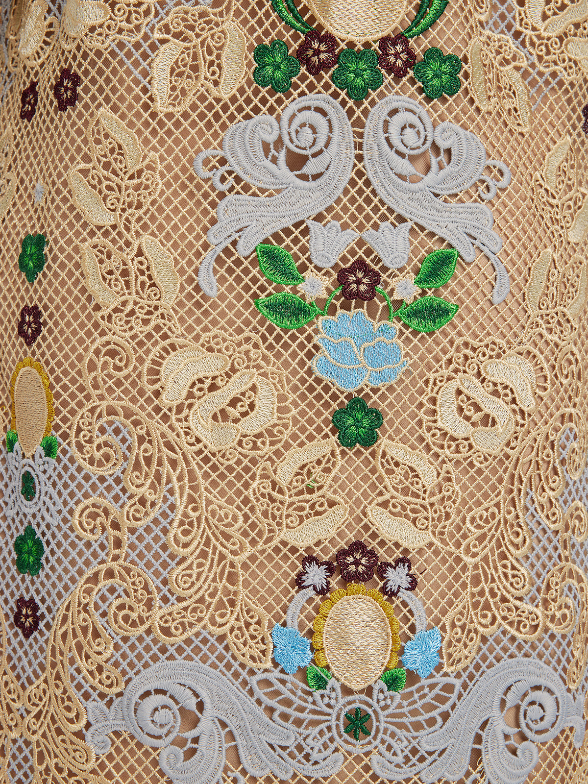 Hand-Beaded Baroque Embroidered Eyelet Dress