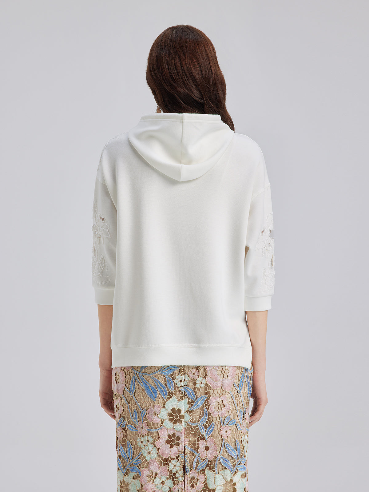 Custom Cutout Embroidered Short-Sleeve Hooded