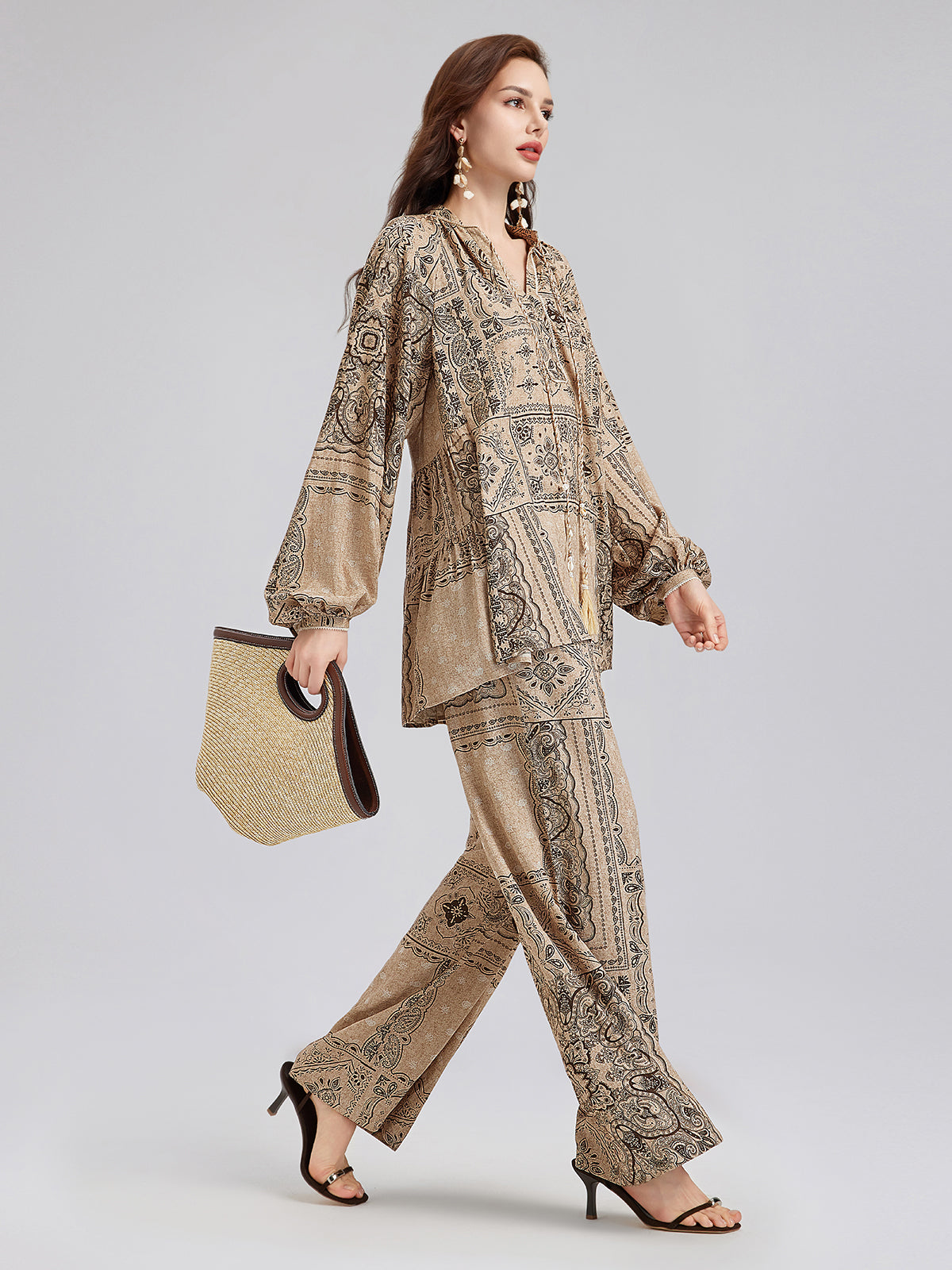 Final Sale | Paisley Cotton-Linen Vacation Relaxed Blouse