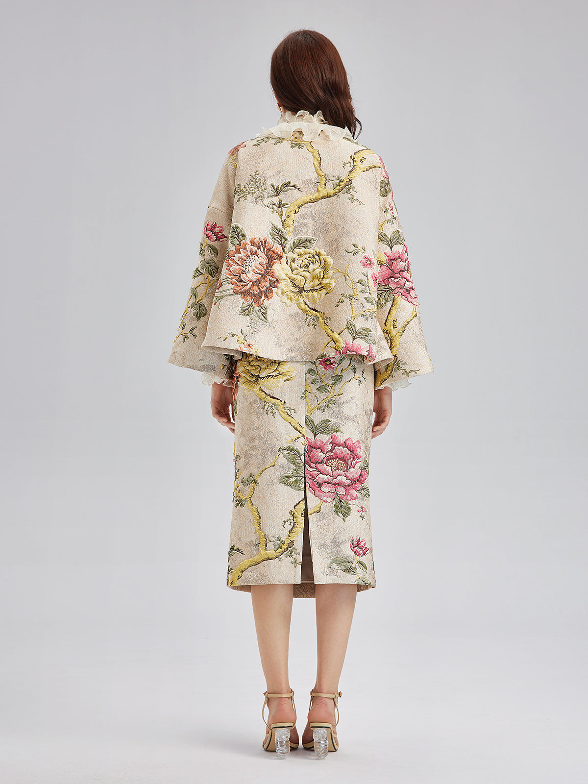 3D Jacquard Hand-Beaded Embellished Skirt