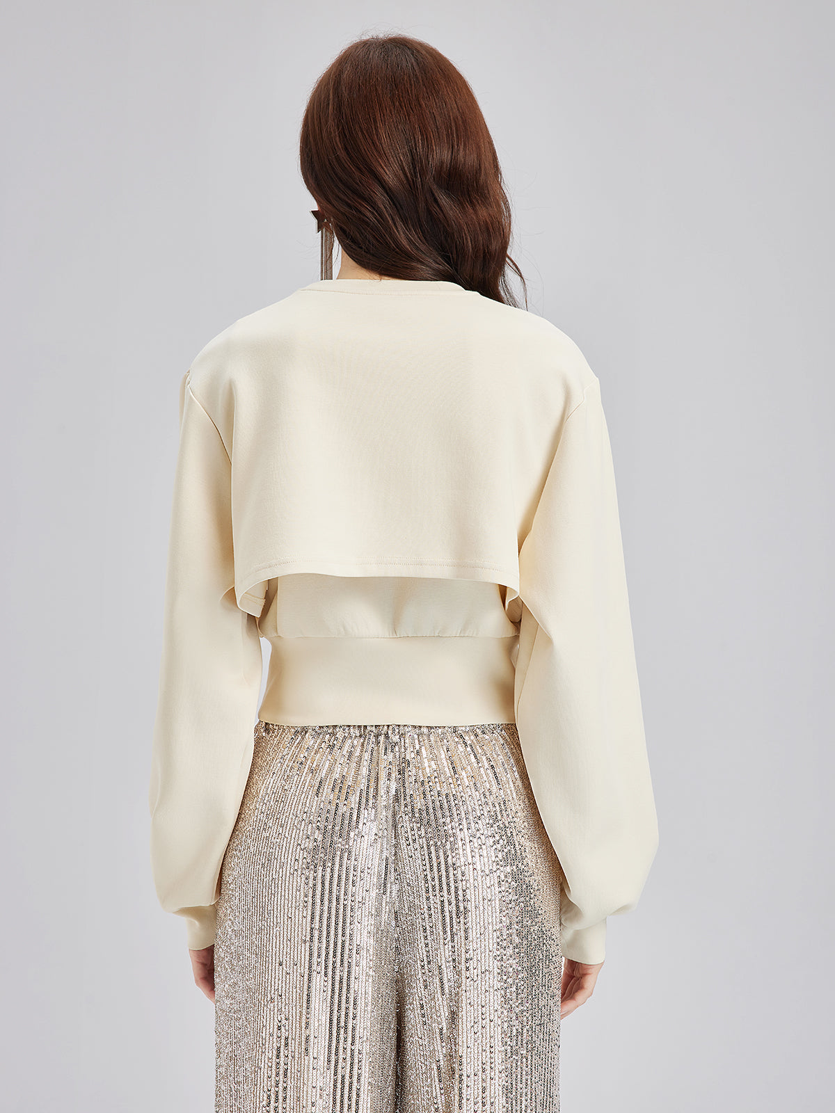 Diamond-Embellished Zipper Vest & Non-hooded Set