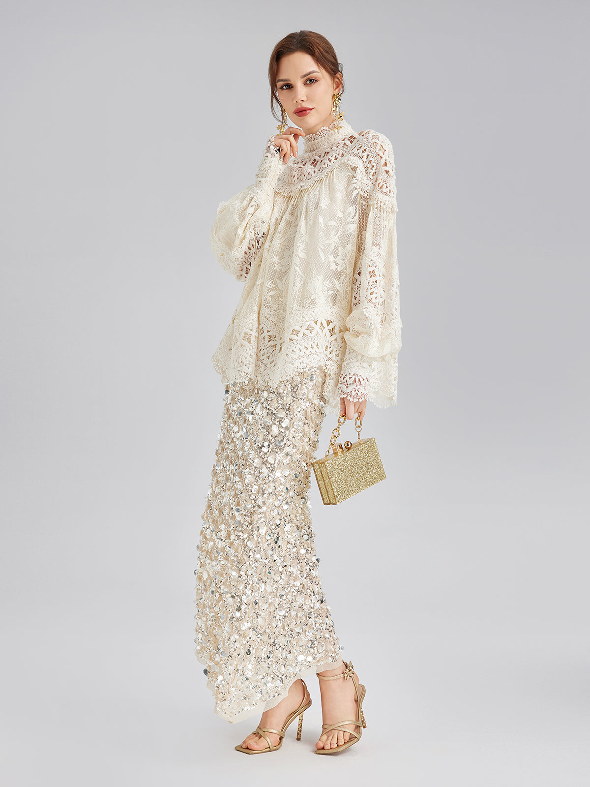 Layered Sequin Mermaid Elastic Waist Skirt