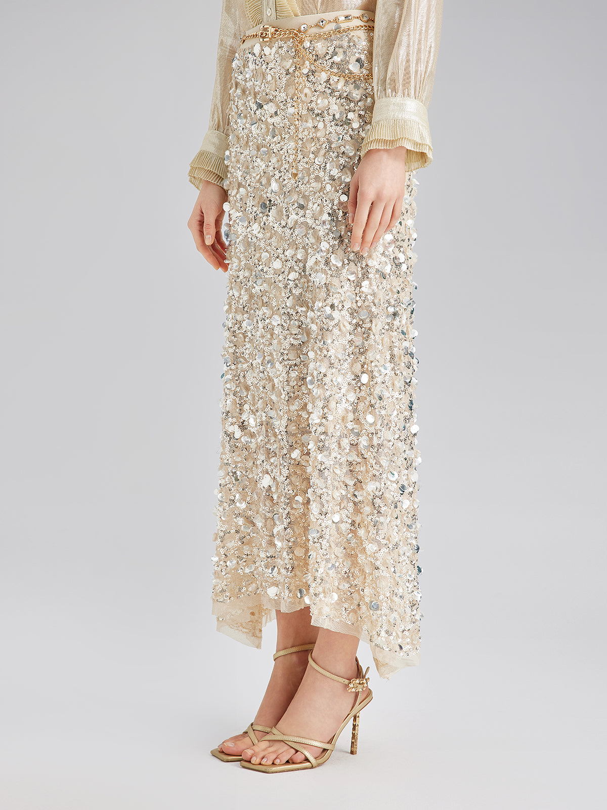 Layered Sequin Mermaid Elastic Waist Skirt