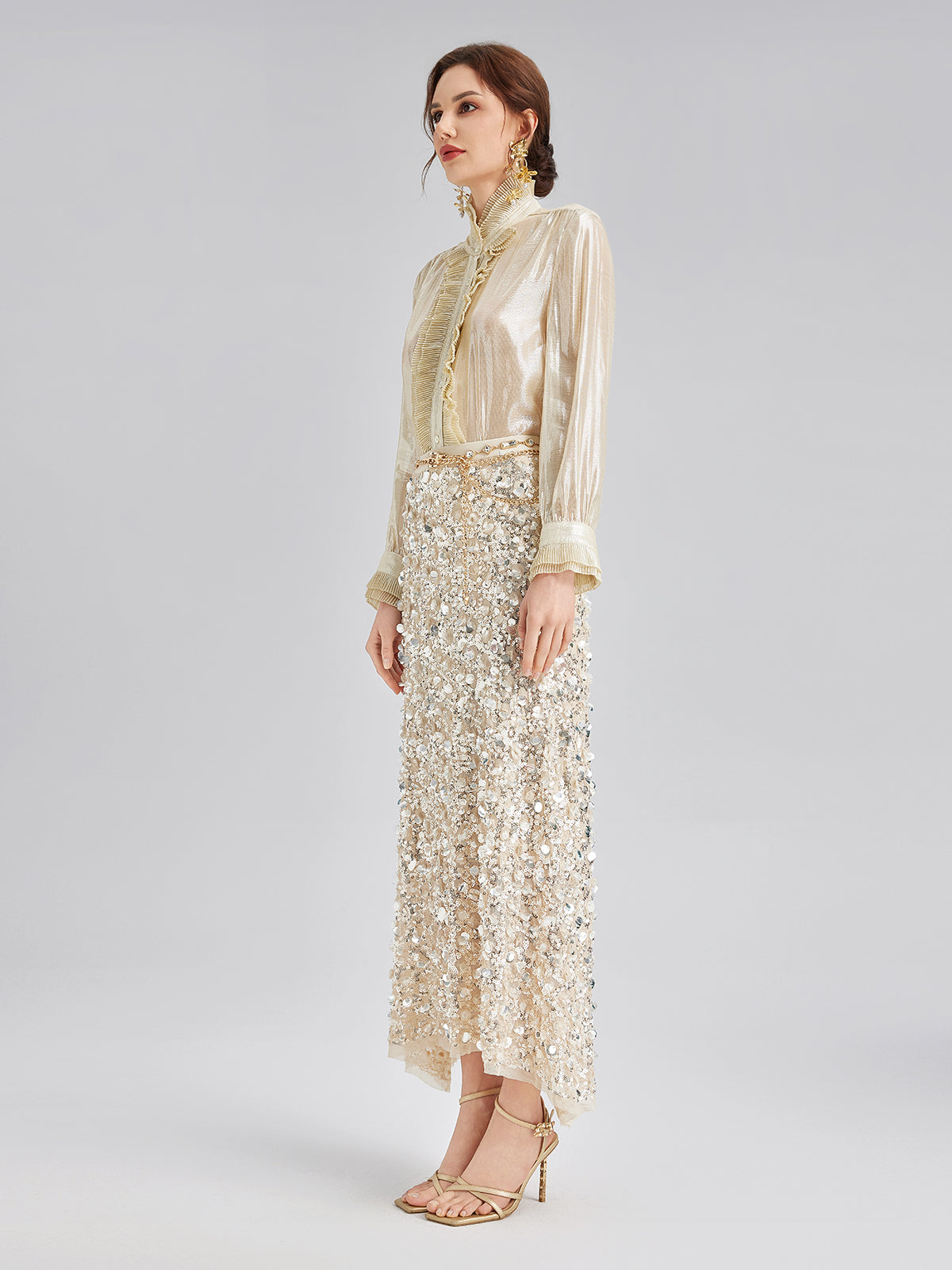 Layered Sequin Mermaid Elastic Waist Skirt