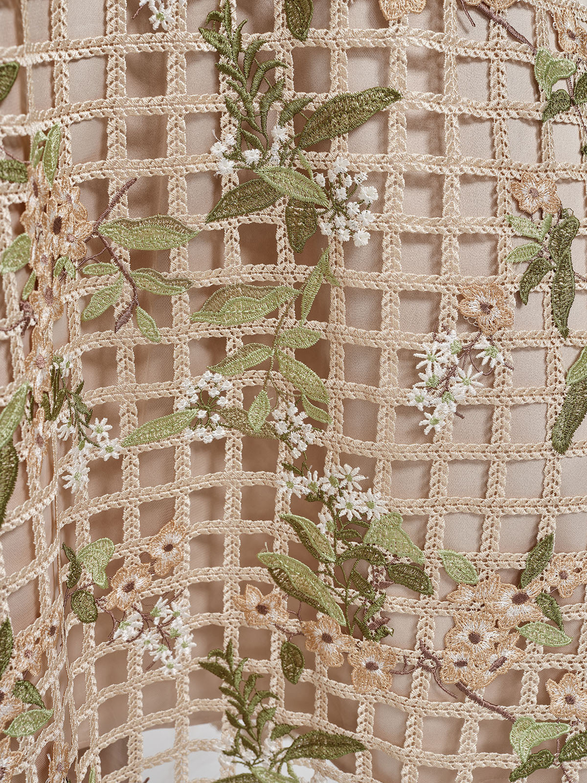 Grid Lace Floral Applique Skirt
