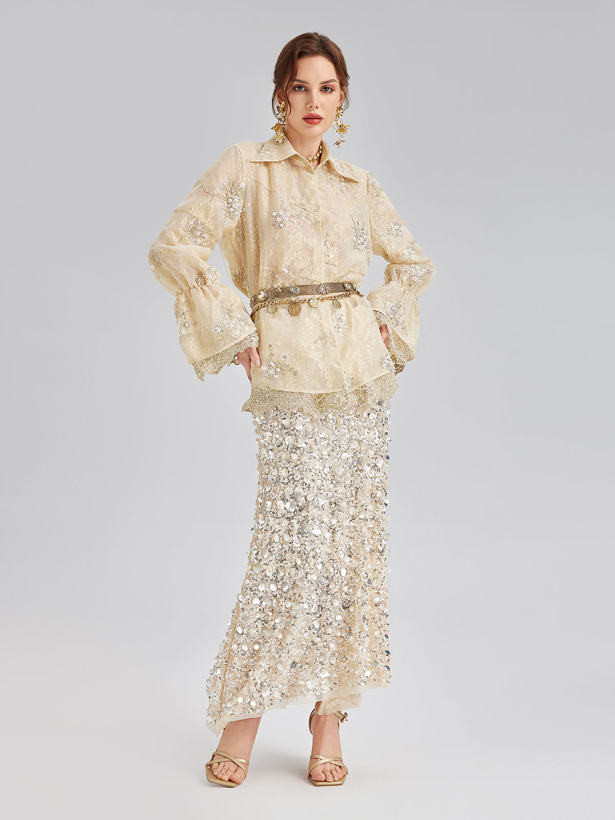 Layered Sequin Mermaid Elastic Waist Skirt