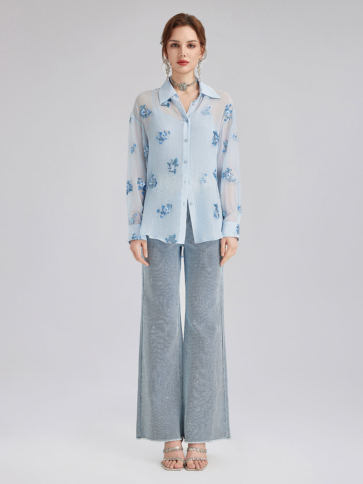 Final Sale | Silk Floral Embroidered Shirt
