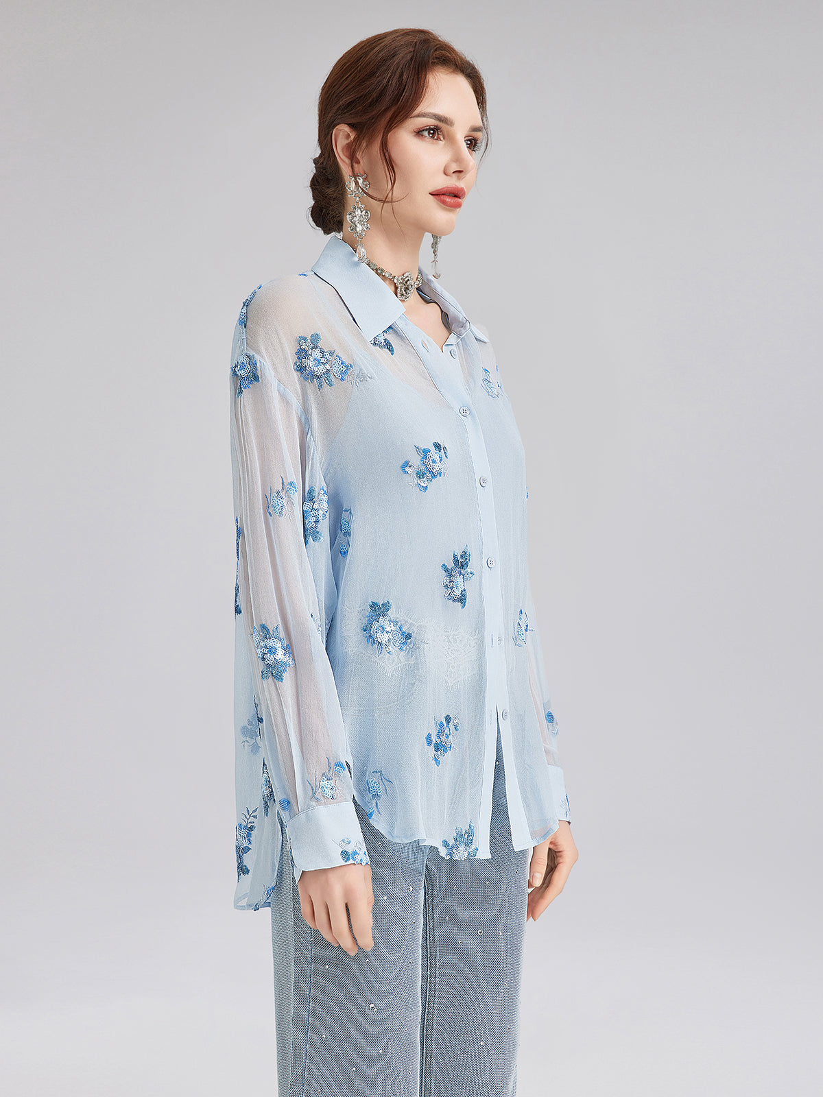 Final Sale | Silk Floral Embroidered Shirt