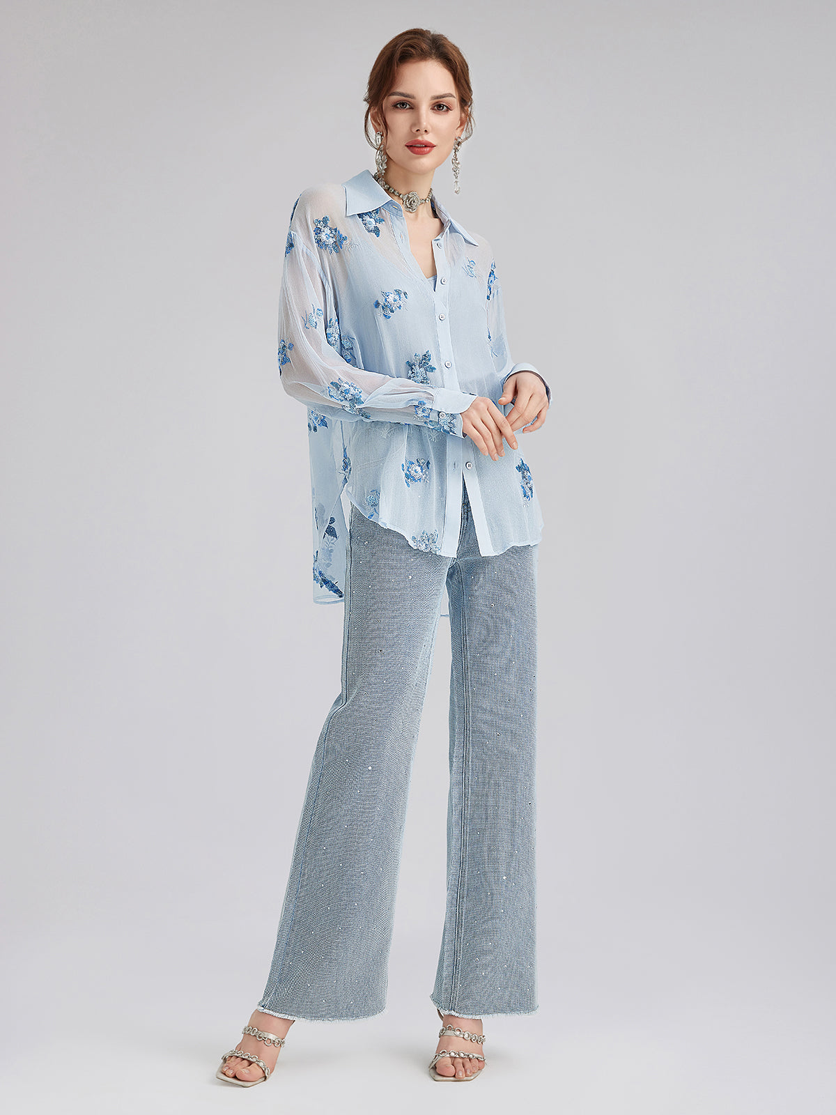 Final Sale | Silk Floral Embroidered Shirt