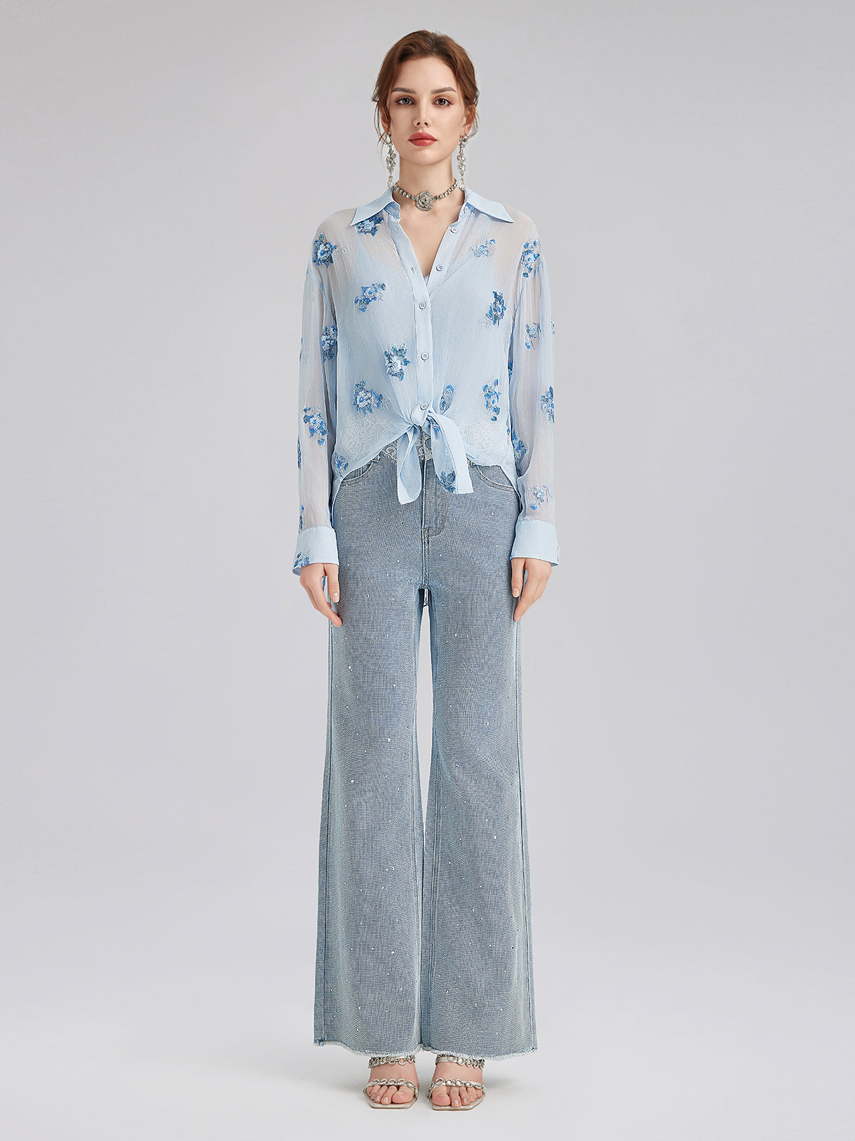 Final Sale | Silk Floral Embroidered Shirt