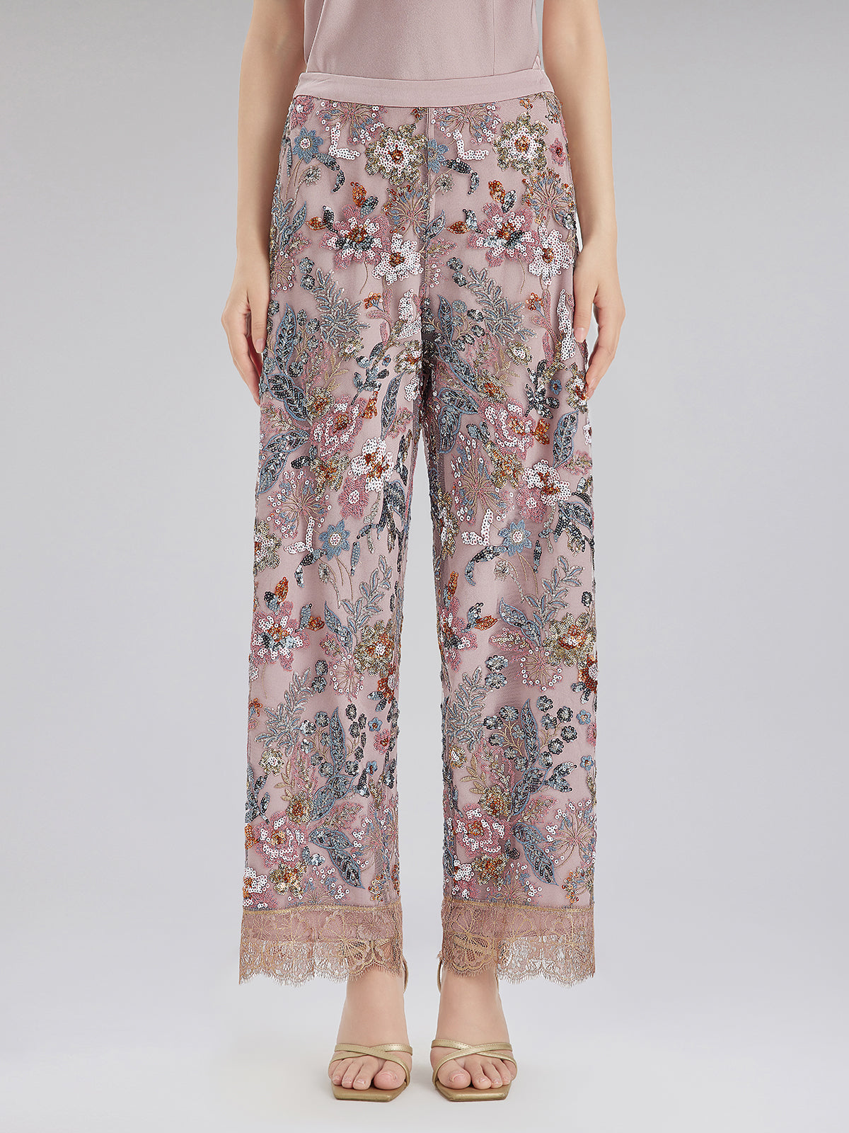 Multicolor Sequin Embroidered Trousers