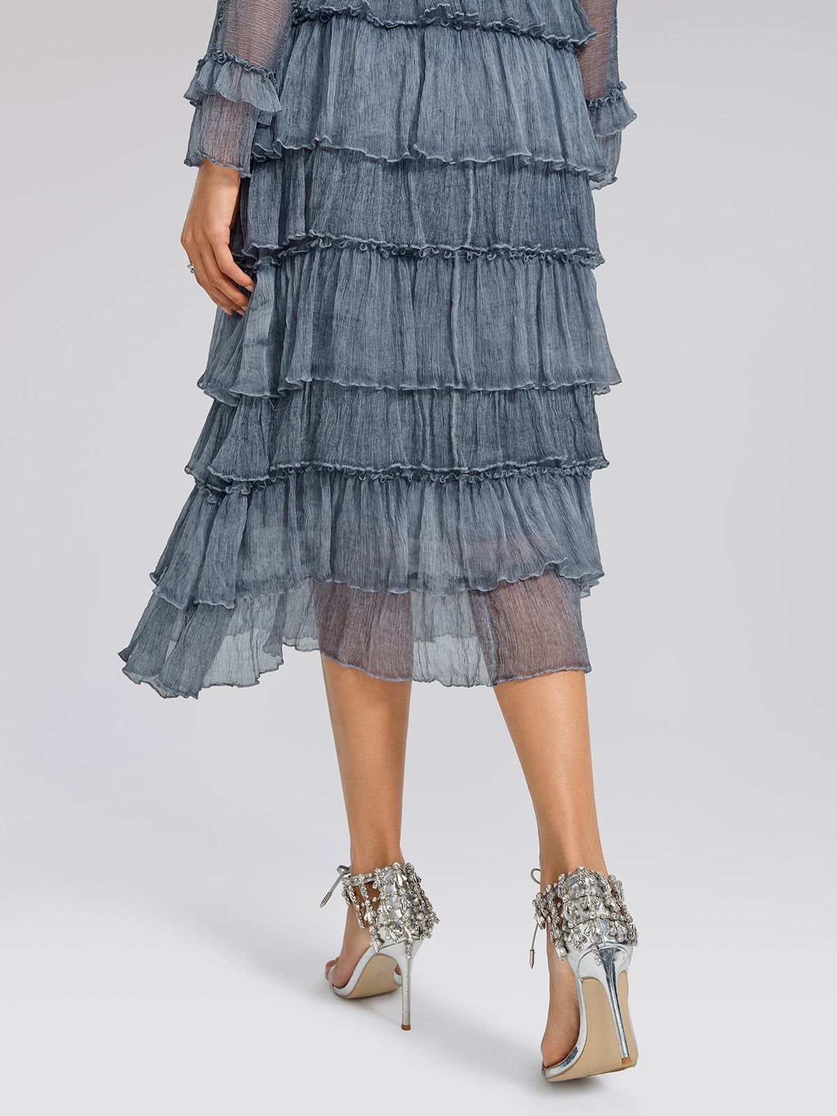 Silk Mesh Floral Embroidery Dress