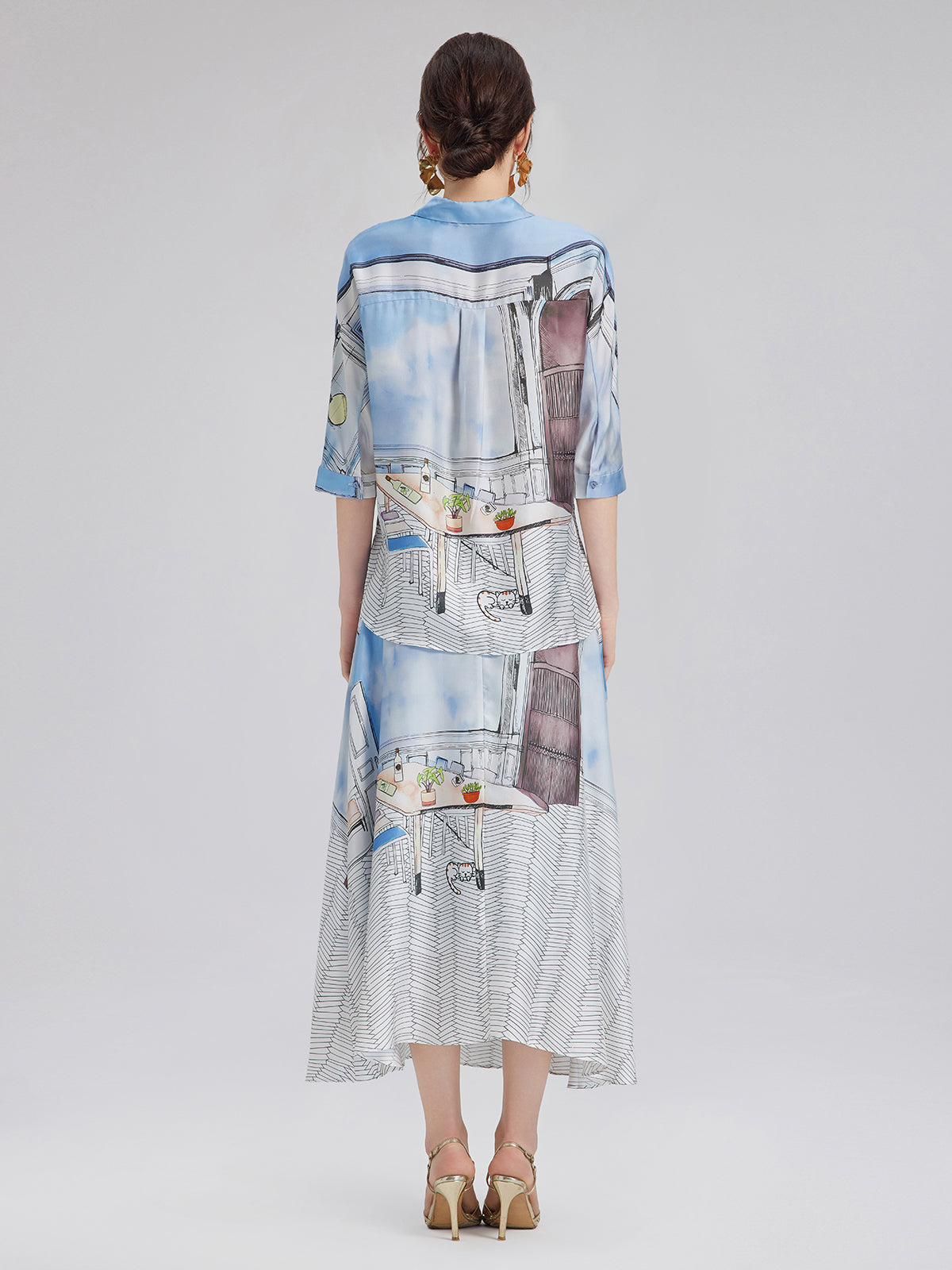 Final Sale | Silk Twill Printed Shirt (100% Silk)