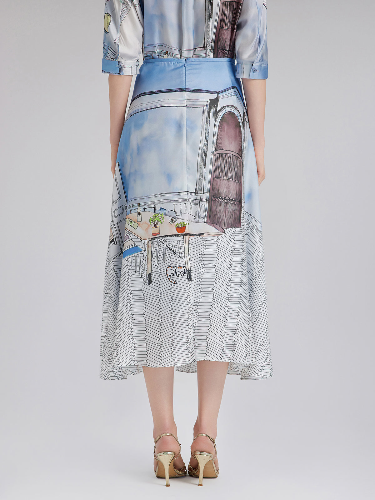 Final Sale | Silk Twill Printed Skirt (100% Silk)