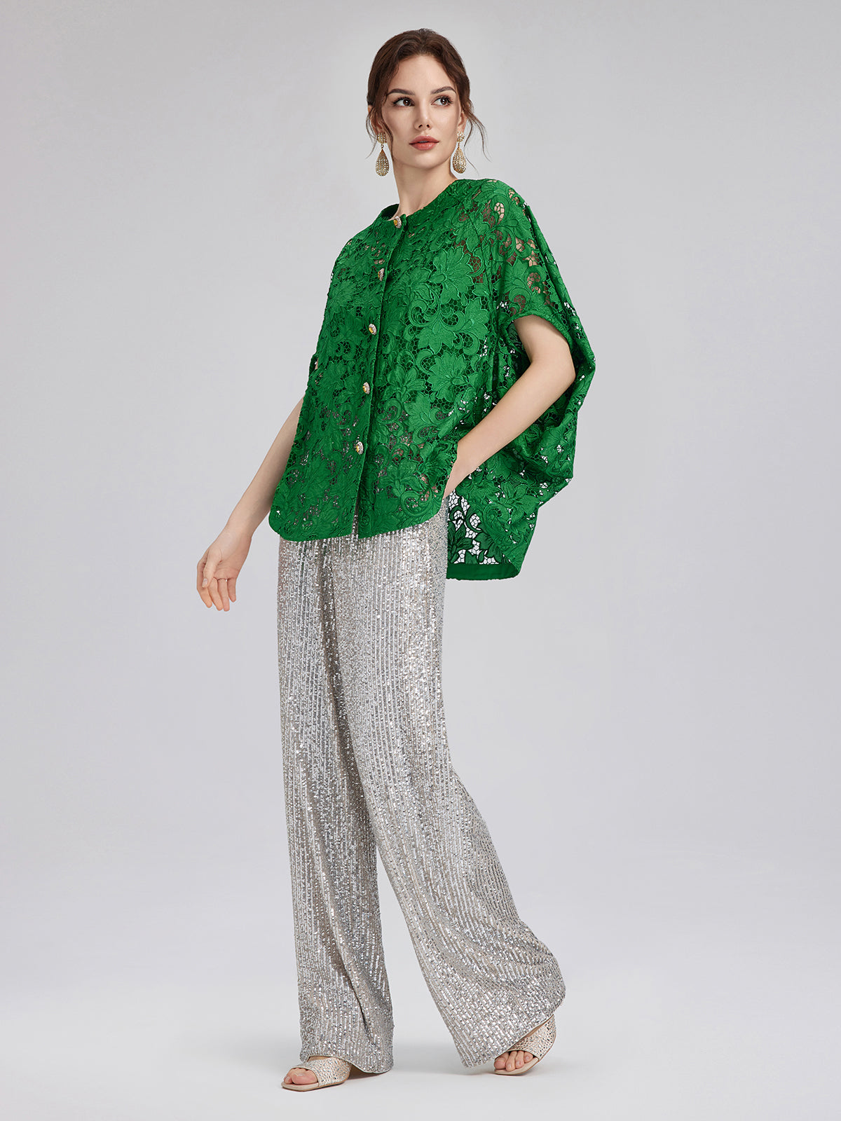 Light Luxury Sequin Wide-Leg Pants