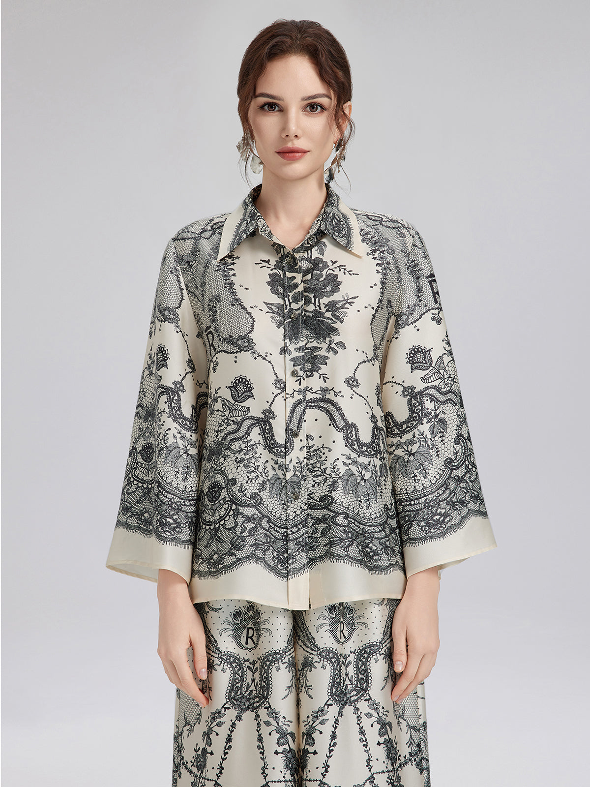 Final Sale | Black Eyelash Lace Turn-down Collar Shirt