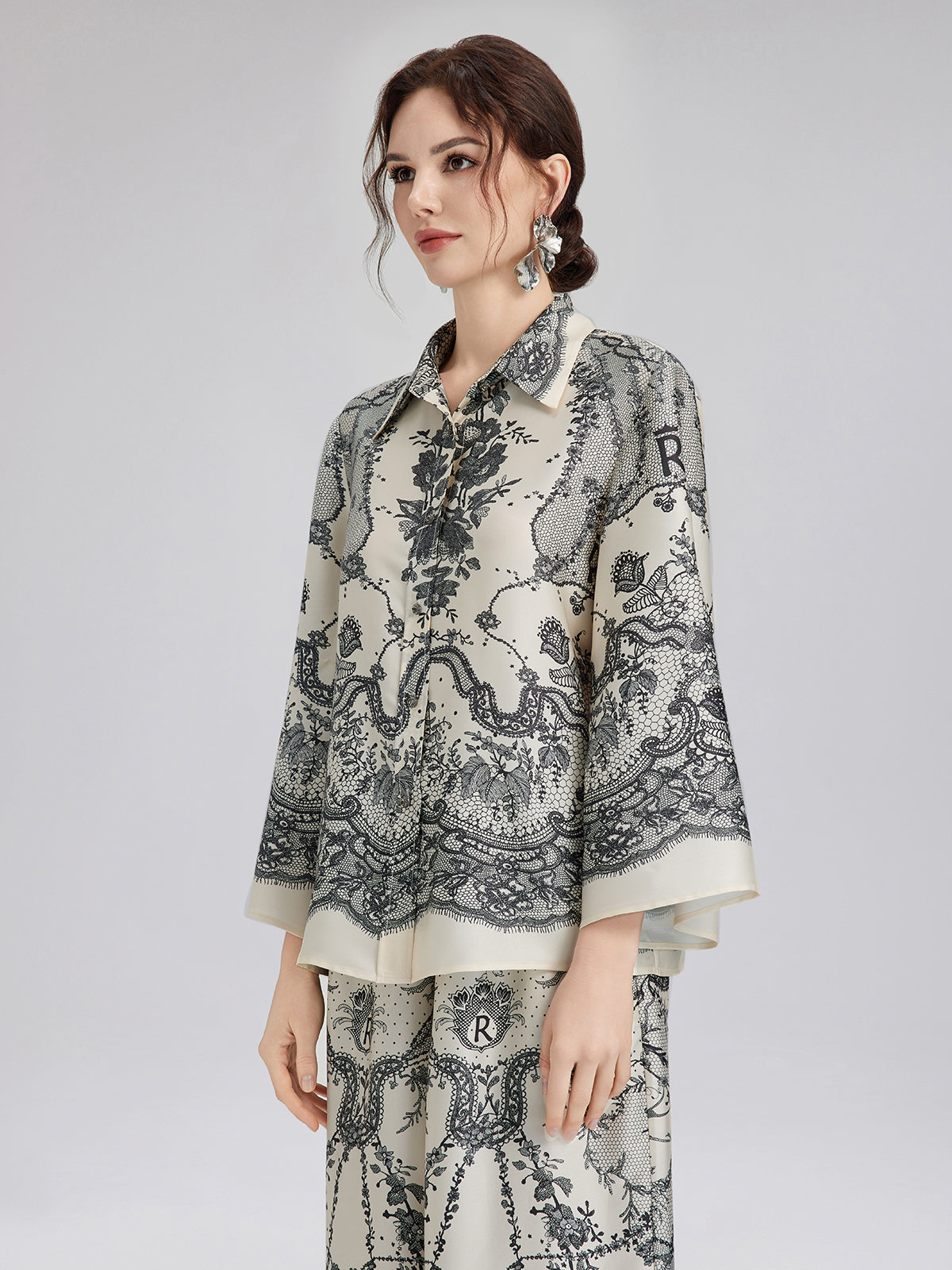 Final Sale | Black Eyelash Lace Turn-down Collar Shirt
