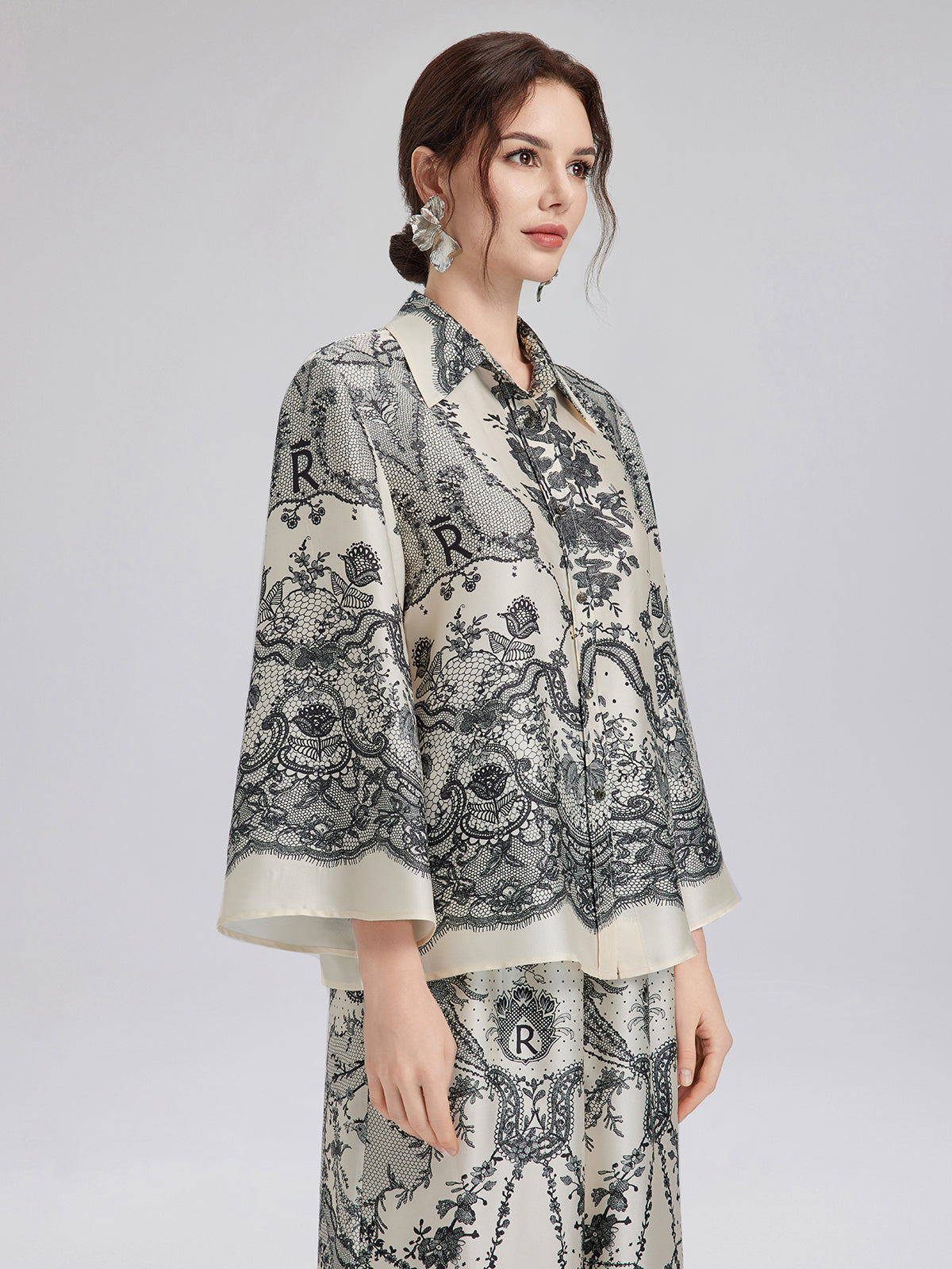 Final Sale | Black Eyelash Lace Turn-down Collar Shirt
