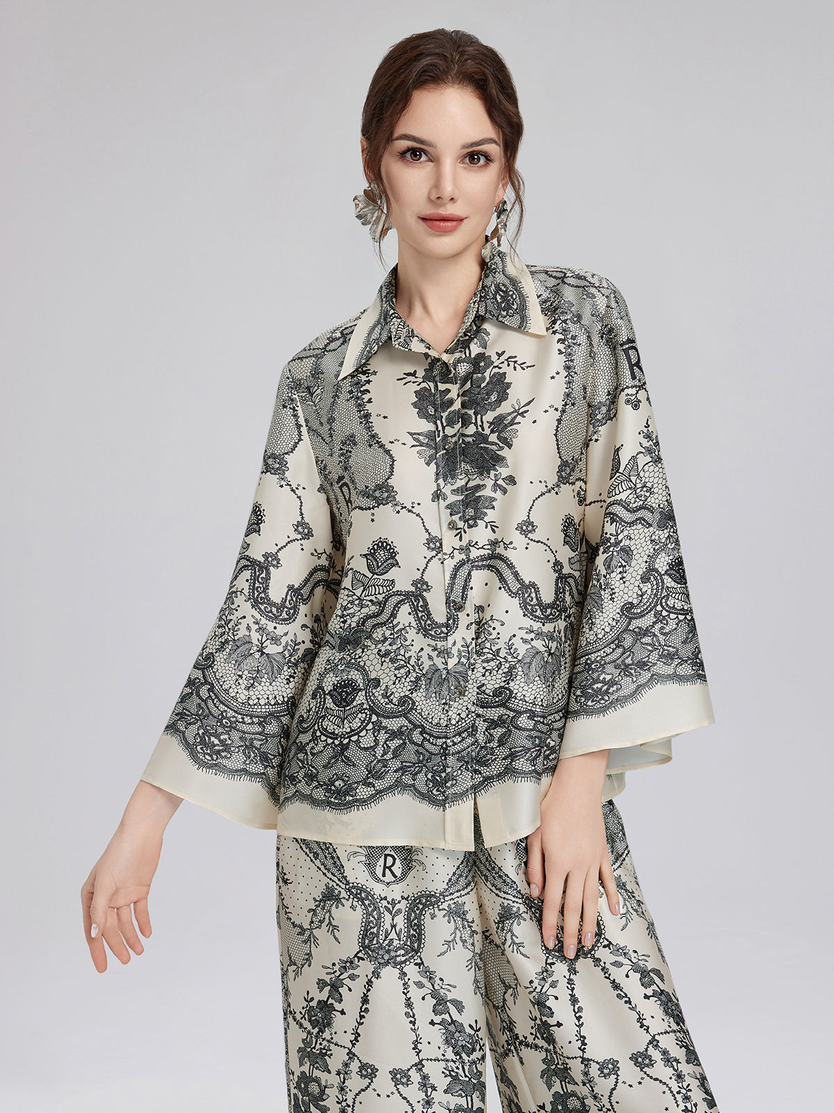 Final Sale | Black Eyelash Lace Turn-down Collar Shirt