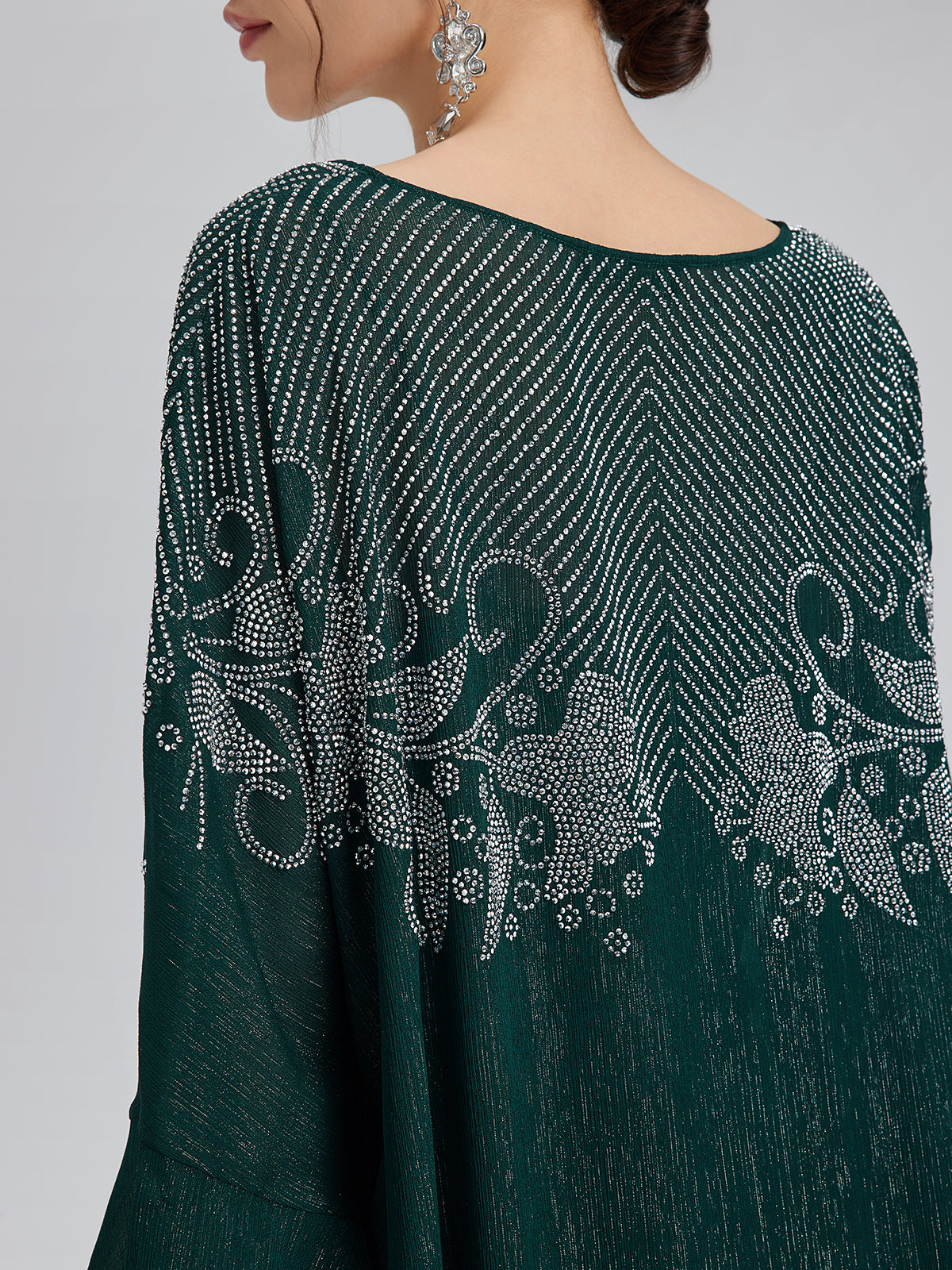 Final Sale | Metallic Chiffon Rhinestone V-Neck Top