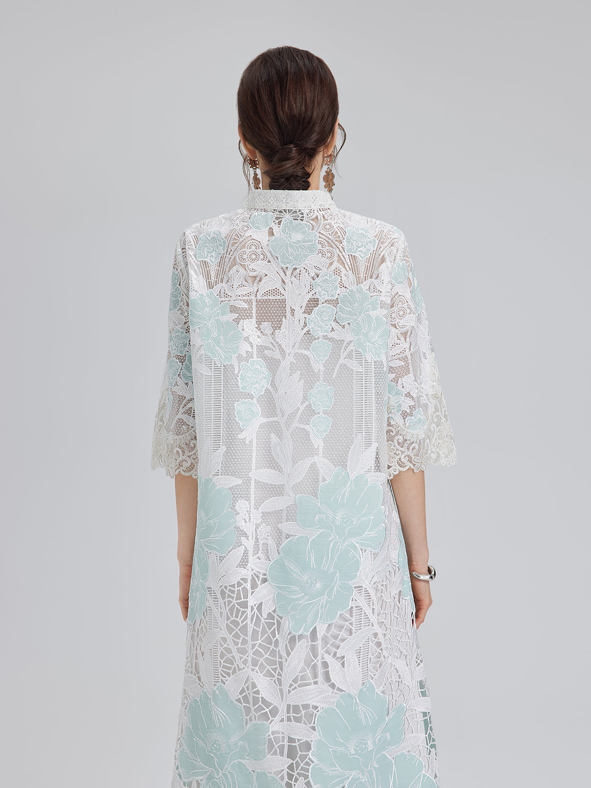 Guipure Lace Embroidered Openwork Appliqué Robe