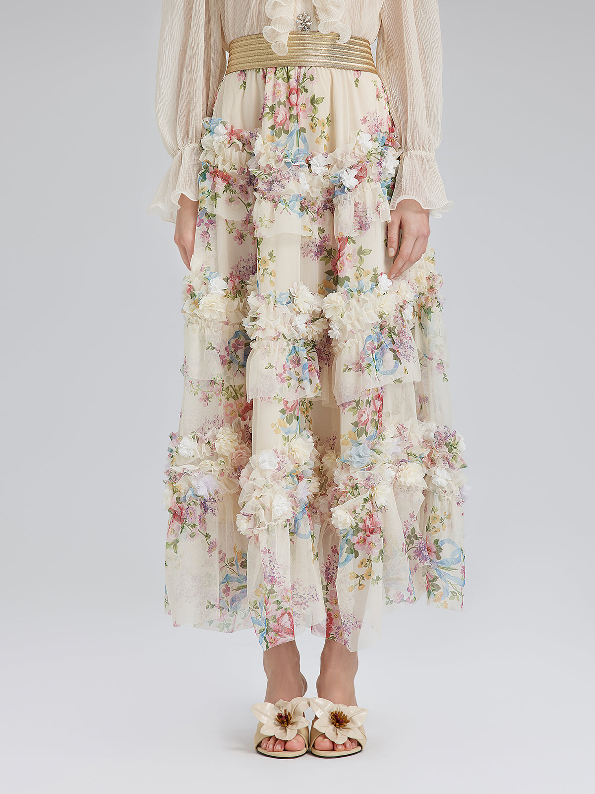 Final Sale | Handcrafted Floral French-Inspired Tulle Skirt