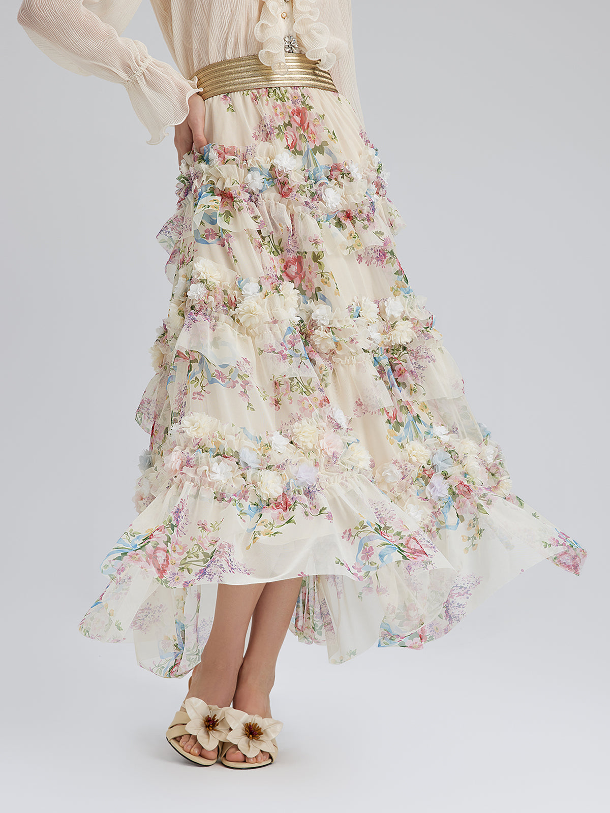 Final Sale | Handcrafted Floral French-Inspired Tulle Skirt