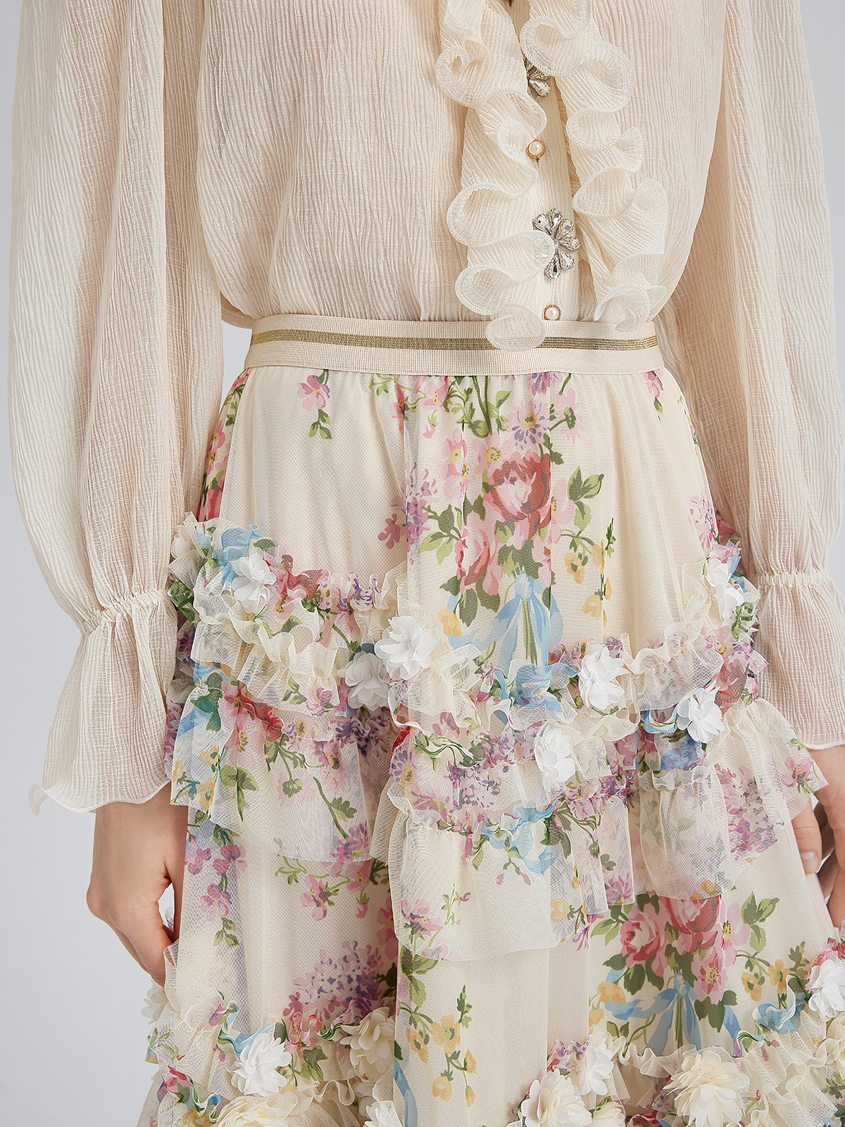 Final Sale | Handcrafted Floral French-Inspired Tulle Skirt