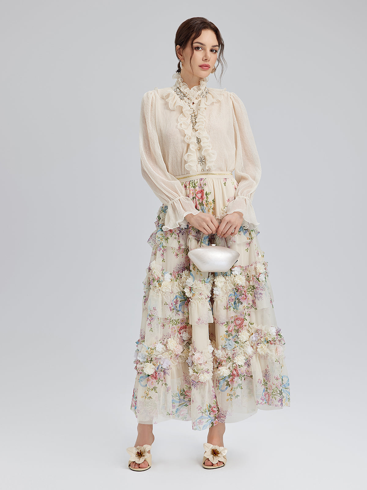 Final Sale | Handcrafted Floral French-Inspired Tulle Skirt