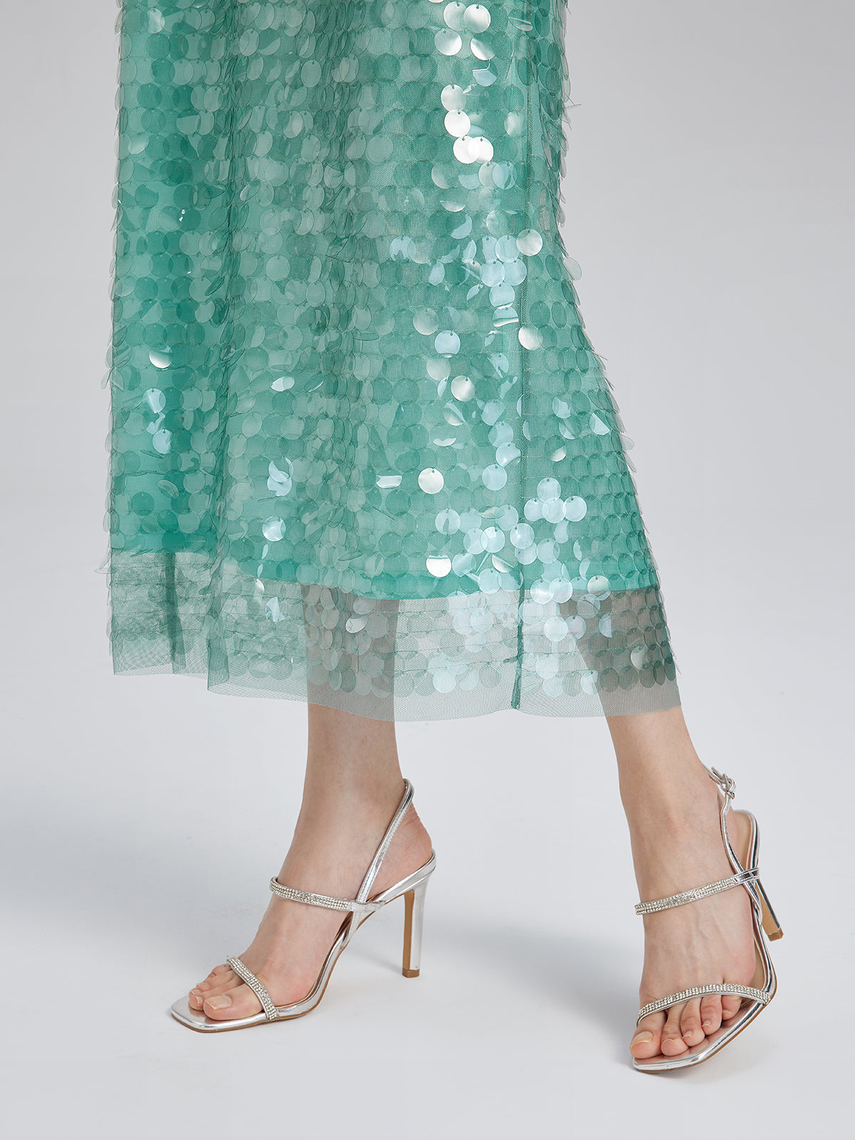 Elastic Sequin Mermaid Mint Skirt