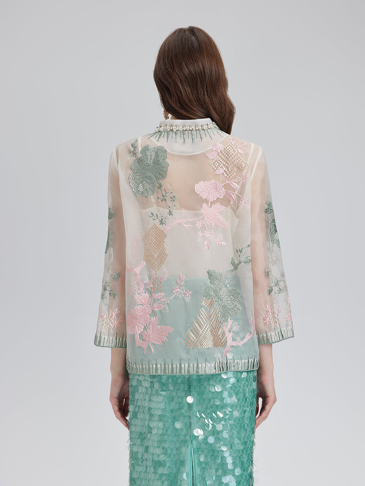 Silk Organza Embroidered Shirt