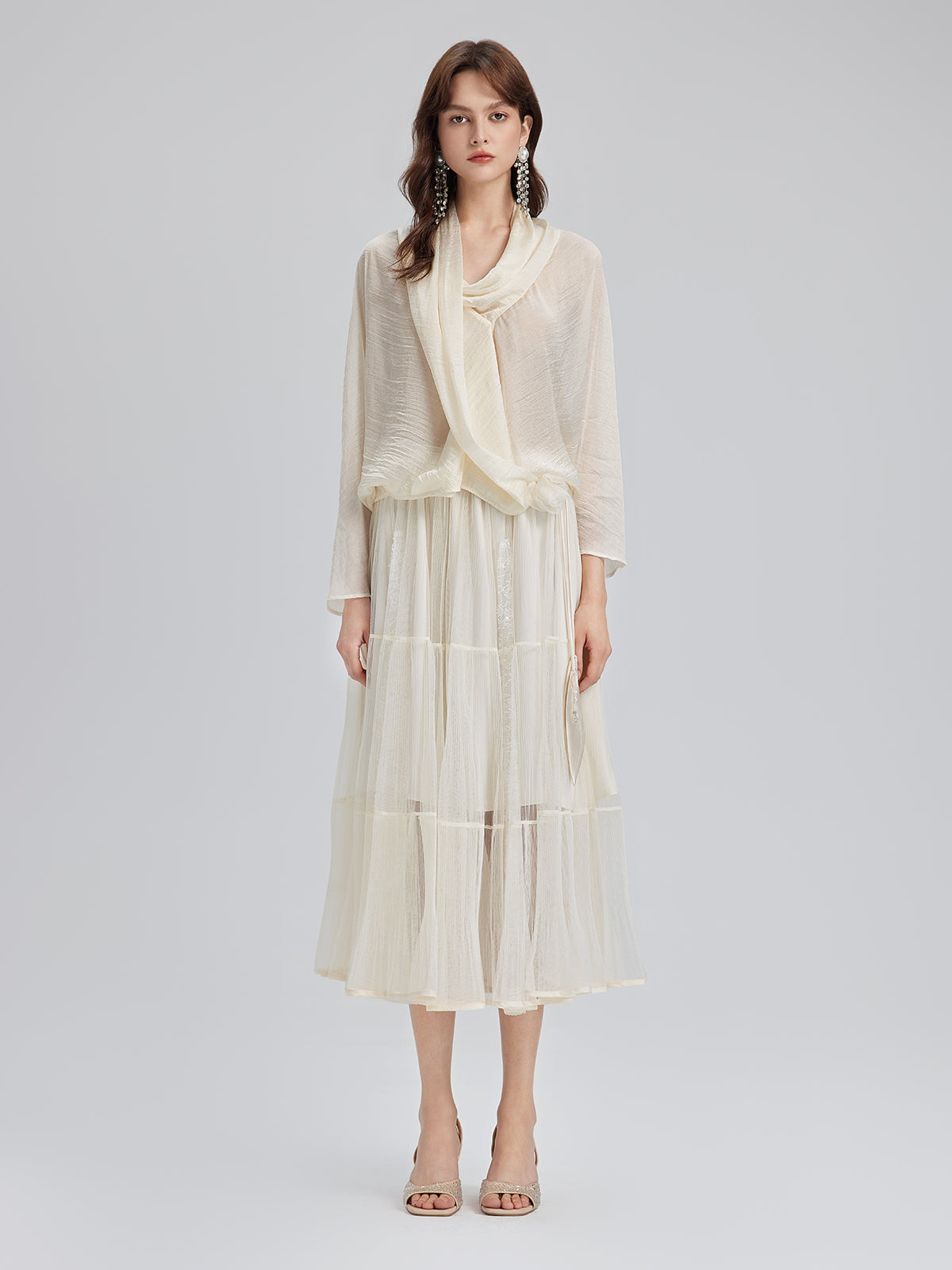 Final Sale | Asymmetric Cowl Neck Acetate Top